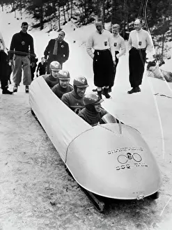 Huty31922 Prints: French Bobsled Team - 1936 Winter Olympics