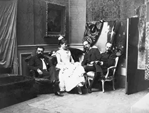 Courtesan Prints: French Coquette Entertaining Three Men