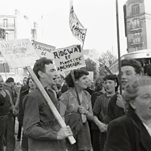 French Demonstrators Protesting Against American NATO Commander Matthew Ridgway
