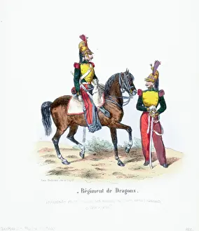 Lac0051 Prints: French Dragoons Cavalry and Infantry