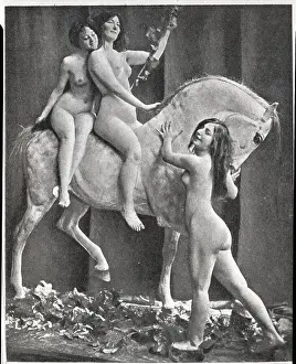 Showgirl Prints: French Models Riding Paper Mache Horse