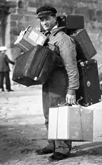 Service Prints: French Porter Carrying Heavy Luggage