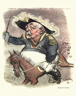 General Prints: French satirical cartoon of General Felix-Gustave Saussier