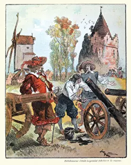 French soldiers 17th Century style creating fake cannons to deceive the enemy, deception in warfare, History
