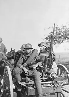 French Soldiers with Anti-Aircraft Artillery During World War II