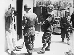 Algeria Prints: French Soldiers Arresting Algerian as Rebel Suspect