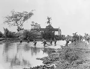Hanoi Prints: French Soldiers Footing River