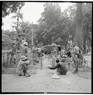 Hanoi Prints: French Soldiers Stringing Barbed Wire
