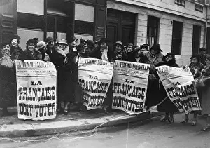 Feminism Prints: French Suffragettes Holding Posters