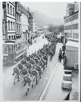 French Troops Evacuating Rhine Through City Streets
