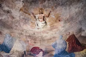 Images Dated 9th June 2018: Fresco of the Ceiling in the Church of 'Saint Jacques le Majeur' (12th century)