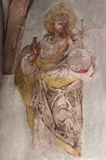 Fresco by Jesus from the 16th century, St. Egidien Church, Beerbach, Middle Franconia, Bavaria, Germany
