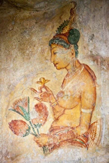 World Heritage Site Gallery: Frescoes depicting bared chested women talking