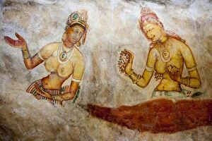 Images Dated 20th August 2010: Frescoes depicting two bared chested women talking