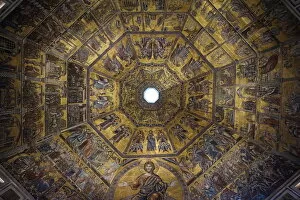 Images Dated 21st June 2016: Frescos on the Ceiling, Battistero, Florence, Italy