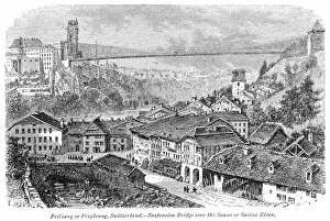 Images Dated 6th March 2017: Fribourg town Switzerland engraving 1875