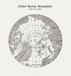 Famous Explorers Prints: Fridtjof Nansens northern polar expedition (1893-1896), wood engraving, published 1898