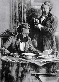 Intelligence Prints: Friedrich Engels and Karl Marx in Office