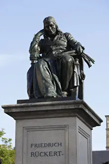 Memorials Prints: Friedrich Rueckert Monument, Schweinfurt, Franconia, Bavaria, Germany, Europe