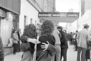 Mourner Prints: Friends Hugging at Jennifer Levin's Memorial Service