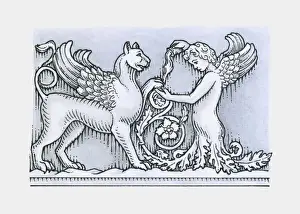 Building Feature Prints: Frieze depicting mythical winged animal and angel from ancient Roman Trajans Forum