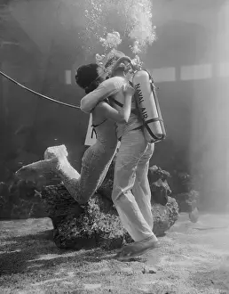 Mermaid Prints: Frogman Kissing Mermaid