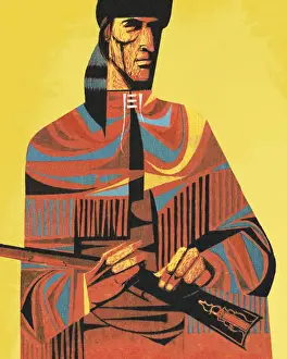 Frontier Prints: Frontiersman Holding a Shotgun