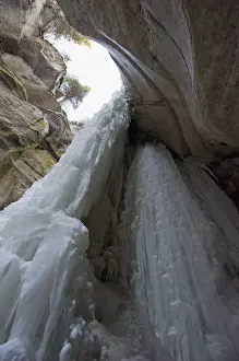 Icicle Prints: Frozen Waterfall At Maligne Canyon