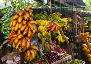 Sale Prints: Fruit stand, red banana in front, Ambulugala region Utuwana, Sri Lanka