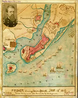 Anderson Prints: Ft. Fisher showing Union attack, January 15th 1865