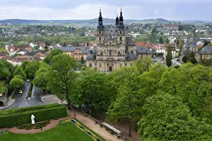 Public Park Prints: Fuldaer Dom, castle gardens, Fuldaer Stadtschloss City Palace, Fulda, Hesse, Germany