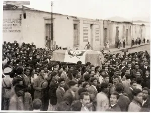 Coffin Prints: Funeral Procession with Flag on Casket