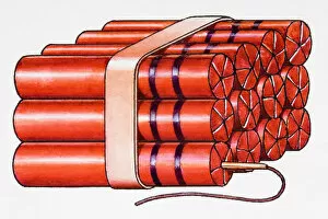 Fuse attached to bundle of dynamite