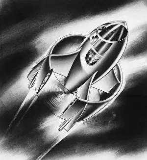 Retrofuturism Prints: Futuristic Airplane