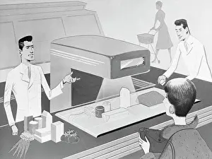 Retrofuturism Prints: Futuristic Shopping Check-Out