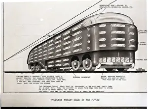 Trolley Prints: Futuristic Trolley with Stores and Five Levels