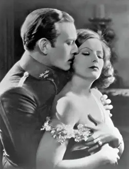 Hugging Prints: G. Garbo, C. Nagel In Movie Scene