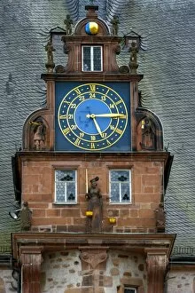 Instrument Of Time Collection: Gabel with a clock, Renaissance Tower, historic Town Hall, market square, historic centre