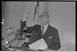 Santiago Prints: Gabriel Valdes Gesturing at Microphones