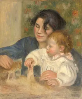 Motherhood Prints: Gabrielle Renard and infant son, Jean, 1896. Artist: Renoir, Pierre Auguste (1841-1919)
