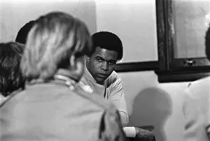 Gale Sayers Listens to a Youth at Detention Center
