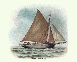 Images Dated 20th June 2017: Galway hooker traditional Irish fishing boat, 19th Century