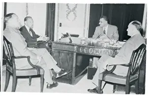 Gamal Abdel Nasser with ELM Burns and Dag Hammarskjold