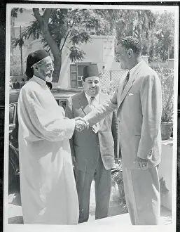 Gamal Abdel Nasser Shaking Hands with King Idris