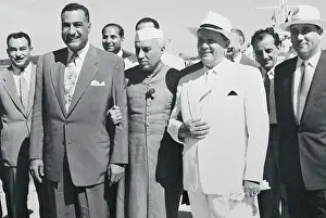 Gamal Abdul Nasser During Conference with Marshal Tito