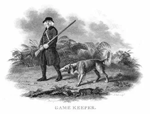 Hunter Gallery: Game keeper engraving 1802