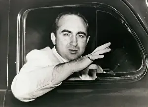 Gangster Mickey Cohen Waving Good Bye