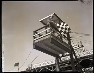 Racing Prints: Gar Wood with Checkered Flag