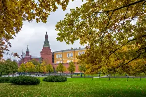 Front Or Back Yard Prints: The garden behide Kremlin palace in autumn season, Moscow