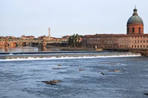 Images Dated 23rd July 2013: Garonne river, in back Hopital de La Grave in the evening light, Toulouse, Midi-Pyrenees France